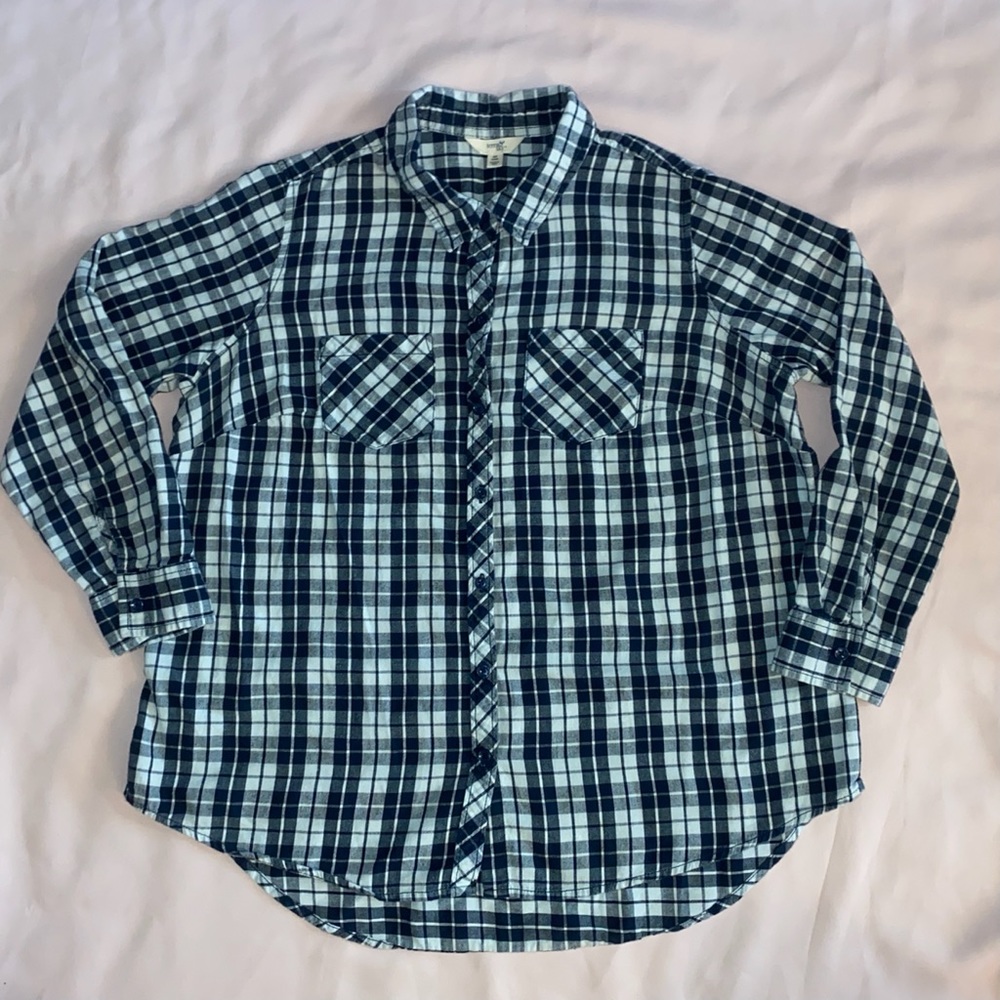 Terra & Sky Blue and White Flannel,  14W (0X)